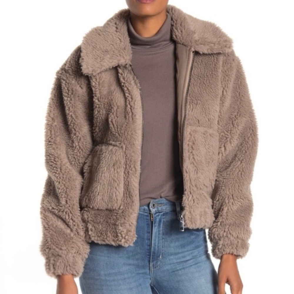 Avec Les Filles Taupe Teddy Jacket